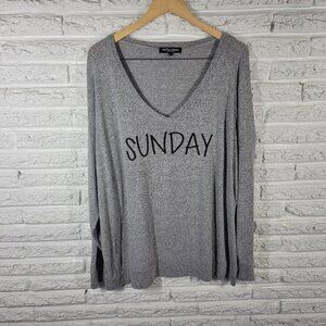 Wendy Williams Womens Sweatshirt 3X Plus Pajama Gray Sunday Lightweight GRA35E